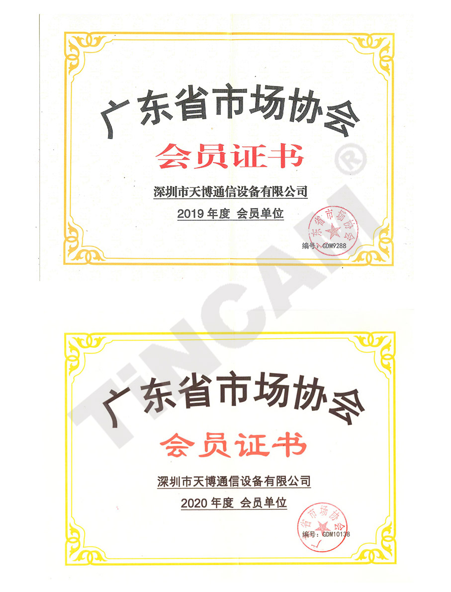 天博2019-2020年广东省市场协会会员证书